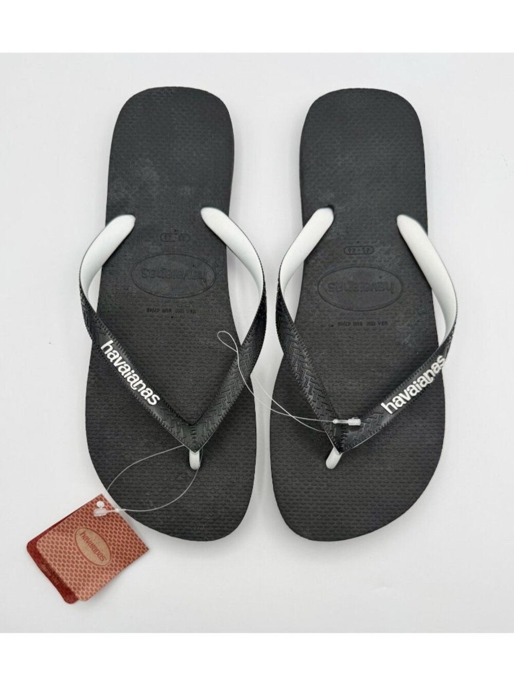 Havaianas Solid Black/White Flip Flops Men’s Sz 13 (eu 47-48) Brazil Sandals New